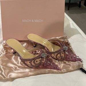 Mach & Mach double crystal bow pvc mules